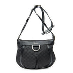 Shoulder Bag Small D-Ring Messenger Black Monogrammed Nylon Canvas
