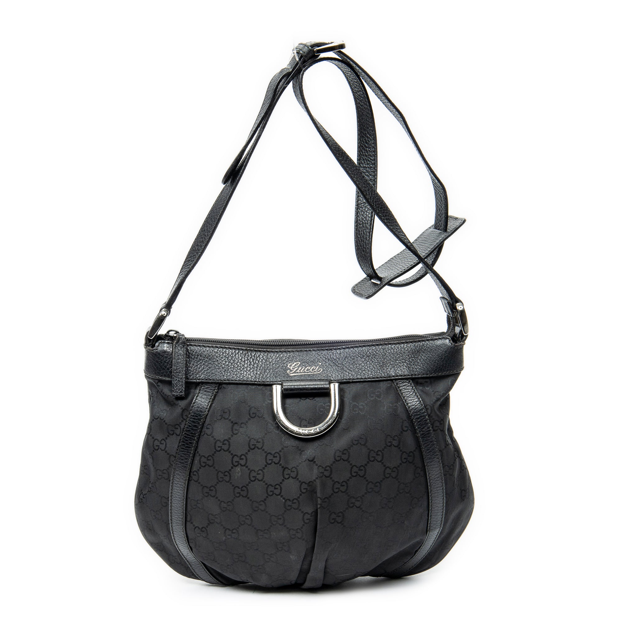 Shoulder Bag Small D-Ring Messenger Black Monogrammed Nylon Canvas