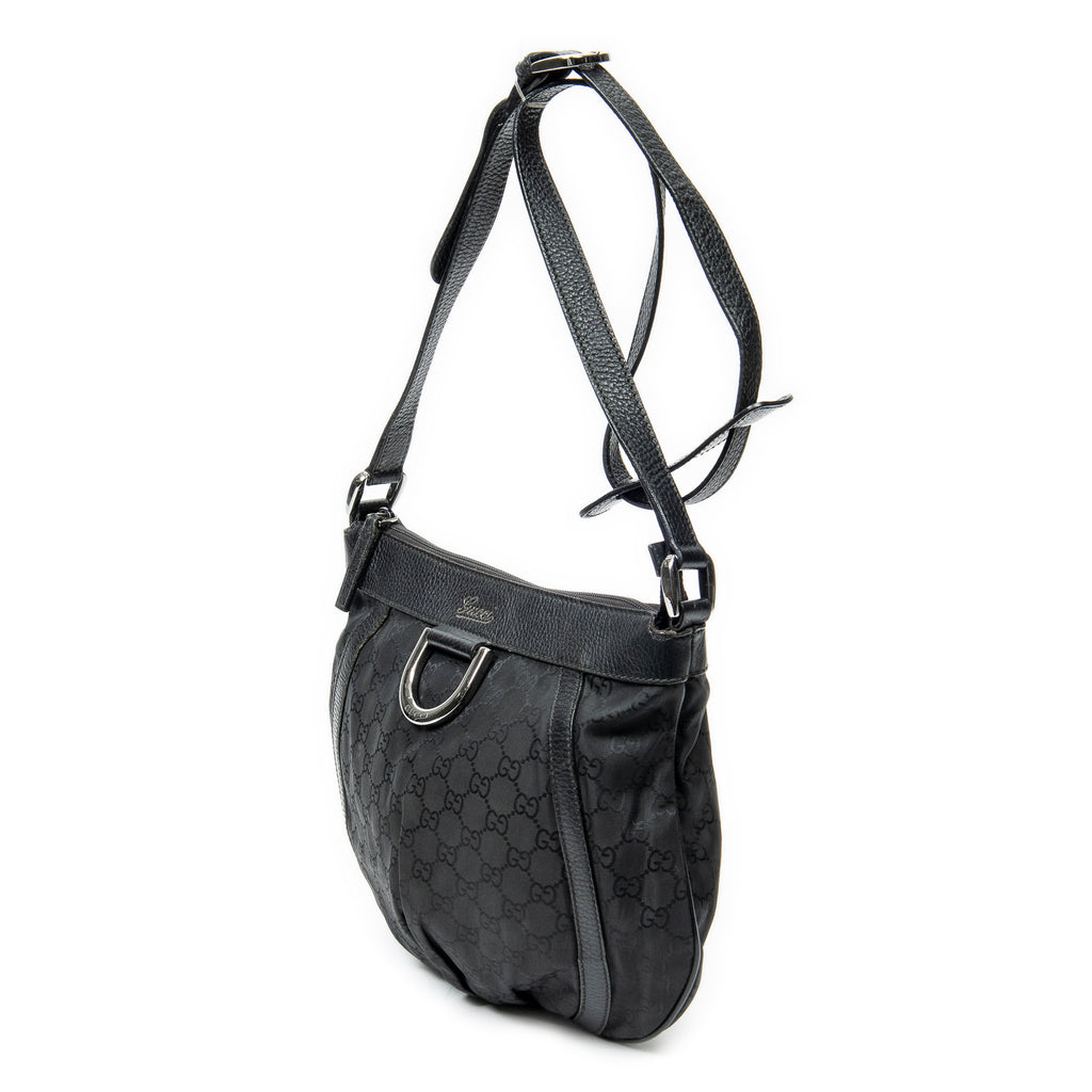 Shoulder Bag Small D-Ring Messenger Black Monogrammed Nylon Canvas