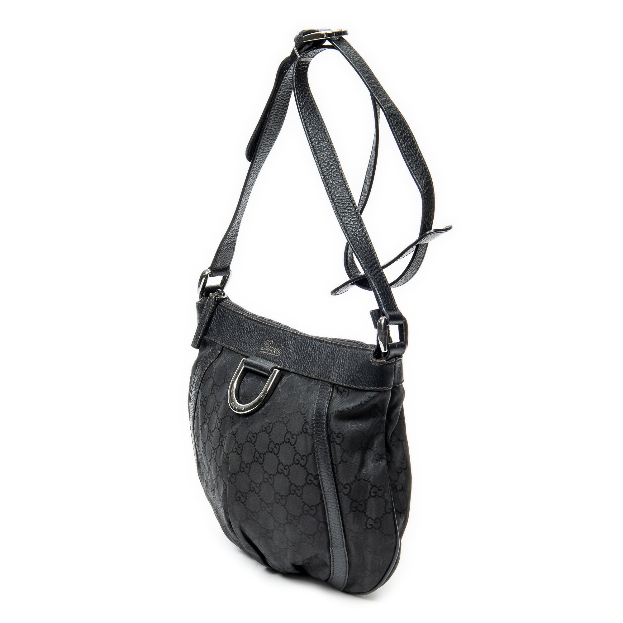 Shoulder Bag Small D-Ring Messenger Black Monogrammed Nylon Canvas