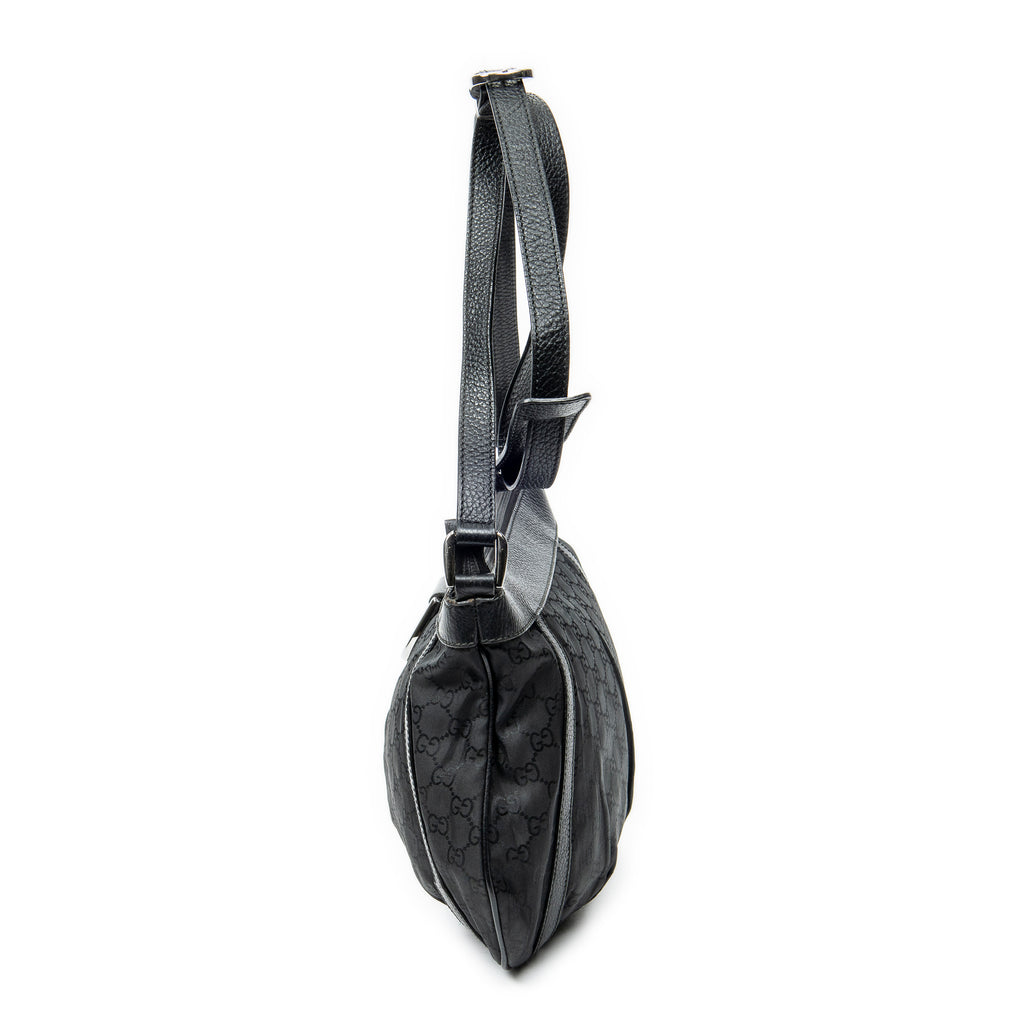 Shoulder Bag Small D-Ring Messenger Black Monogrammed Nylon Canvas