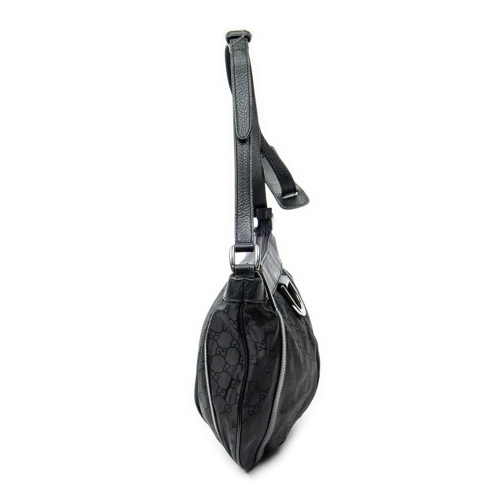 Shoulder Bag Small D-Ring Messenger Black Monogrammed Nylon Canvas
