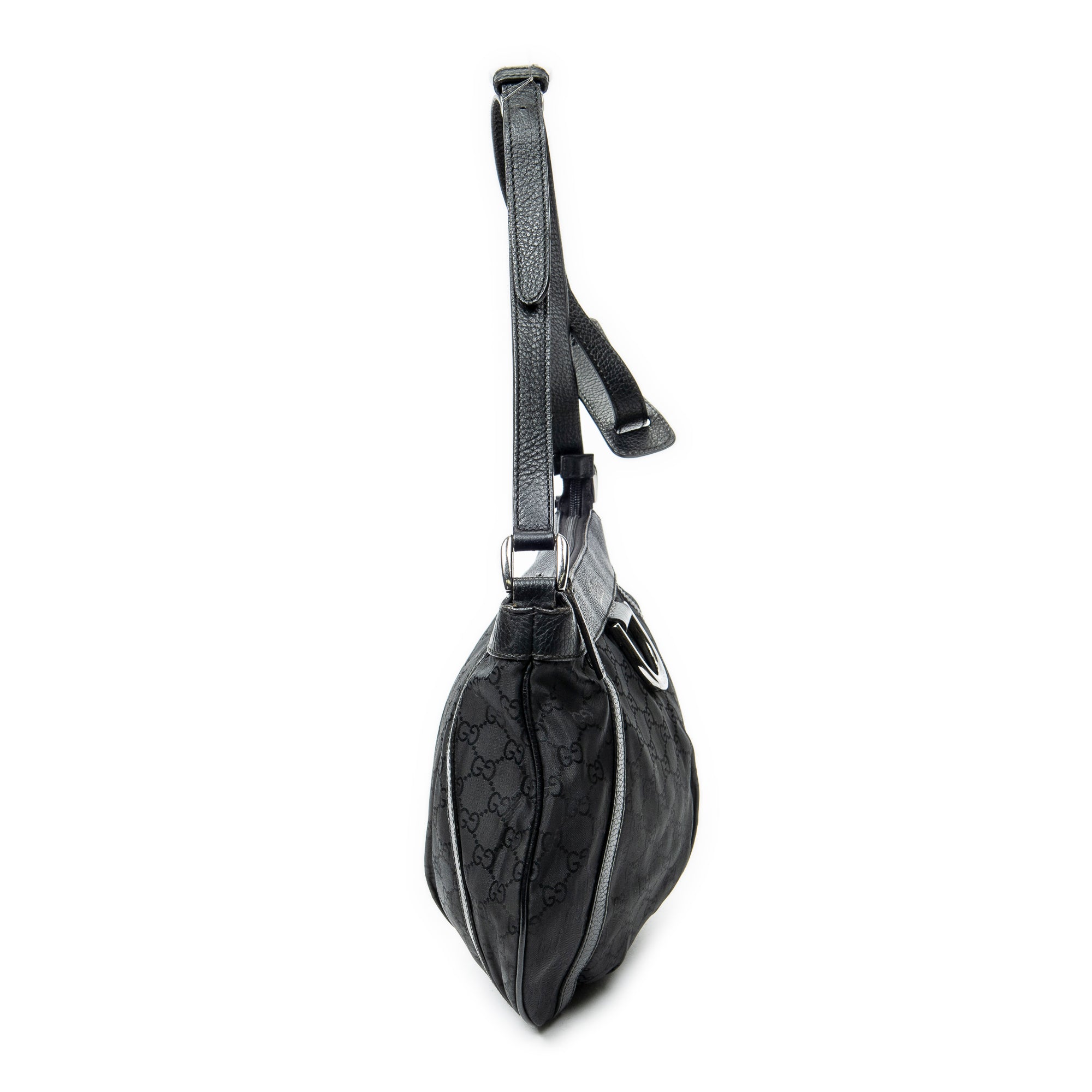 Shoulder Bag Small D-Ring Messenger Black Monogrammed Nylon Canvas