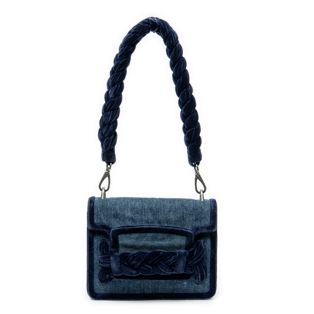Shoulder Bag Velvet Tresse Crossbody Blue Denim Denim Canvas