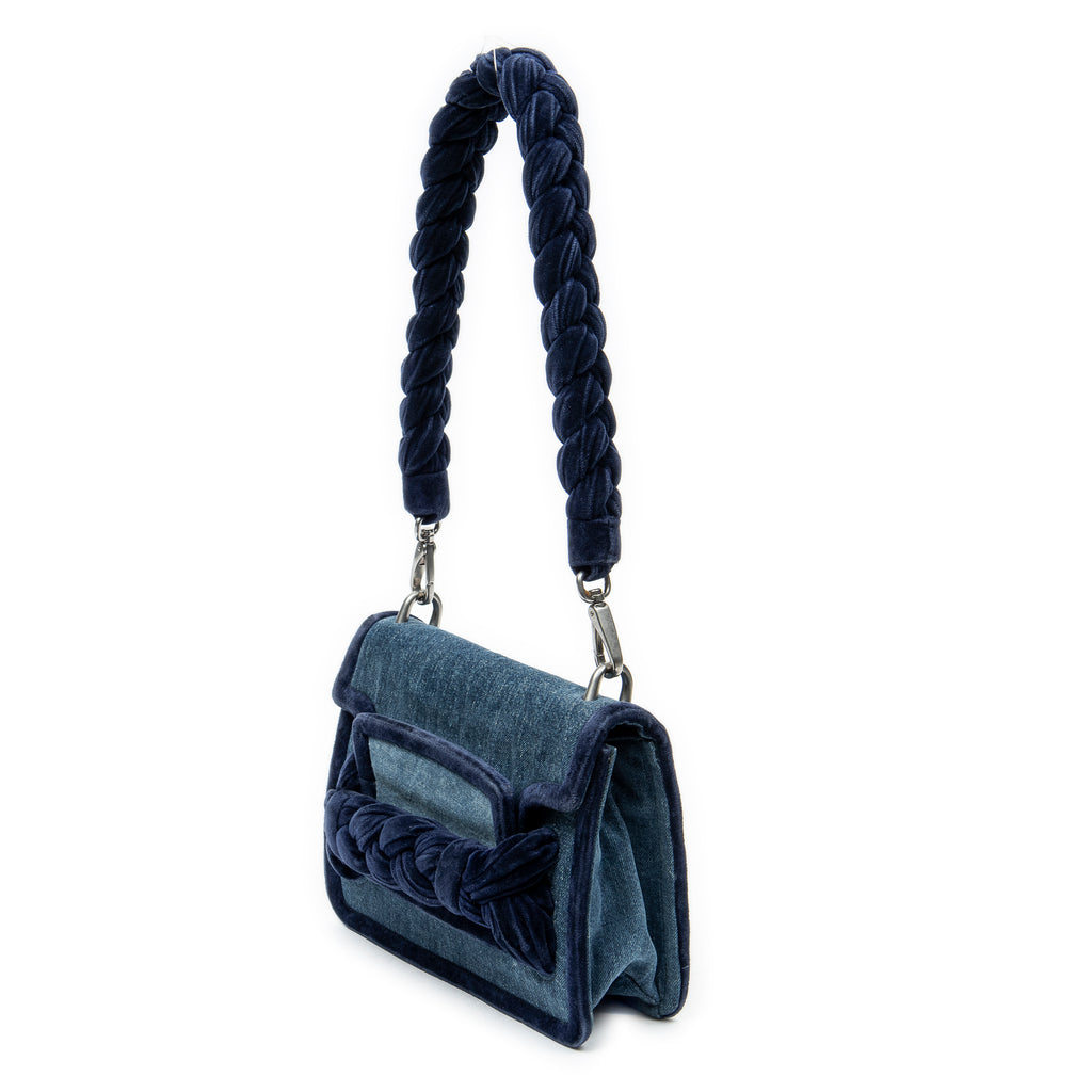 Shoulder Bag Velvet Tresse Crossbody Blue Denim Denim Canvas