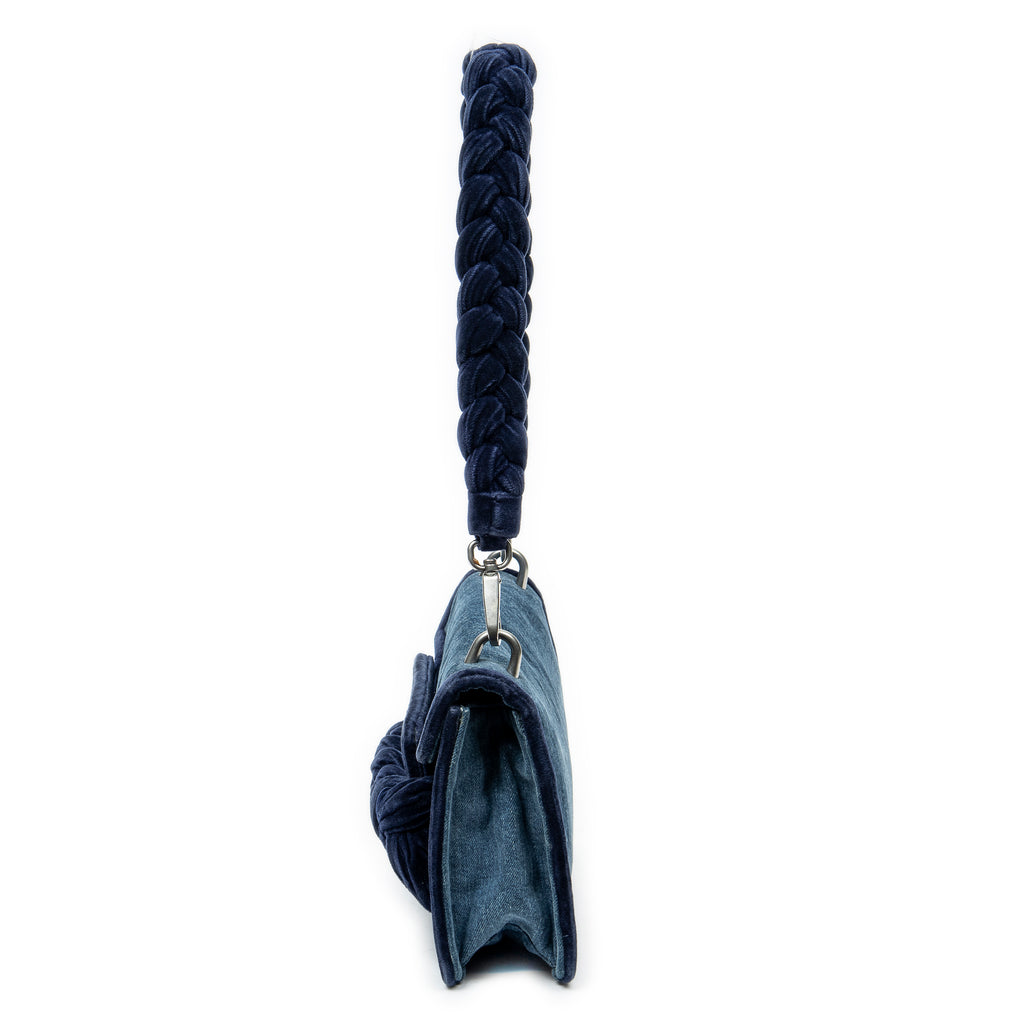 Shoulder Bag Velvet Tresse Crossbody Blue Denim Denim Canvas