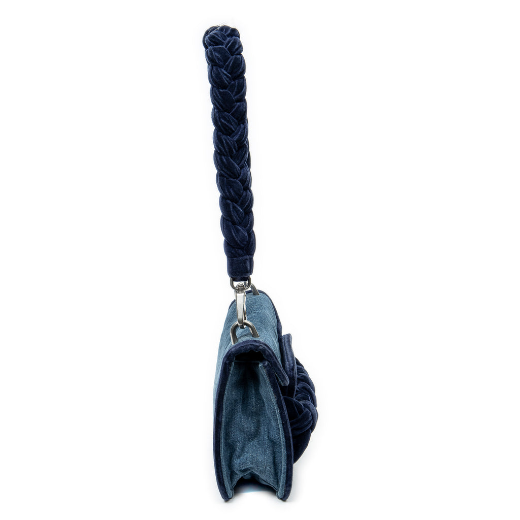 Shoulder Bag Velvet Tresse Crossbody Blue Denim Denim Canvas