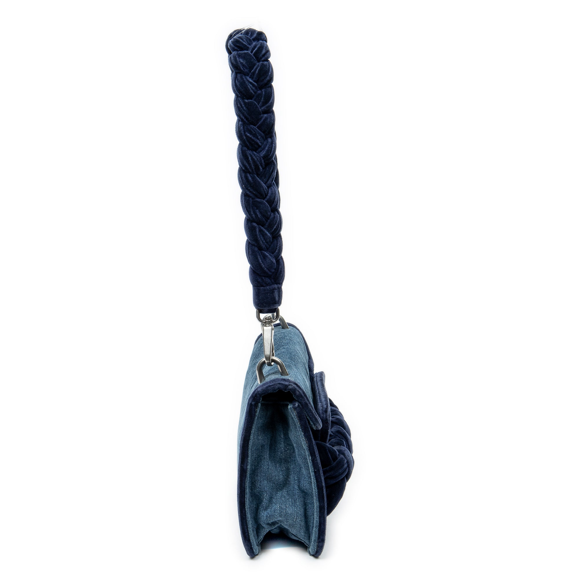 Shoulder Bag Velvet Tresse Crossbody Blue Denim Denim Canvas