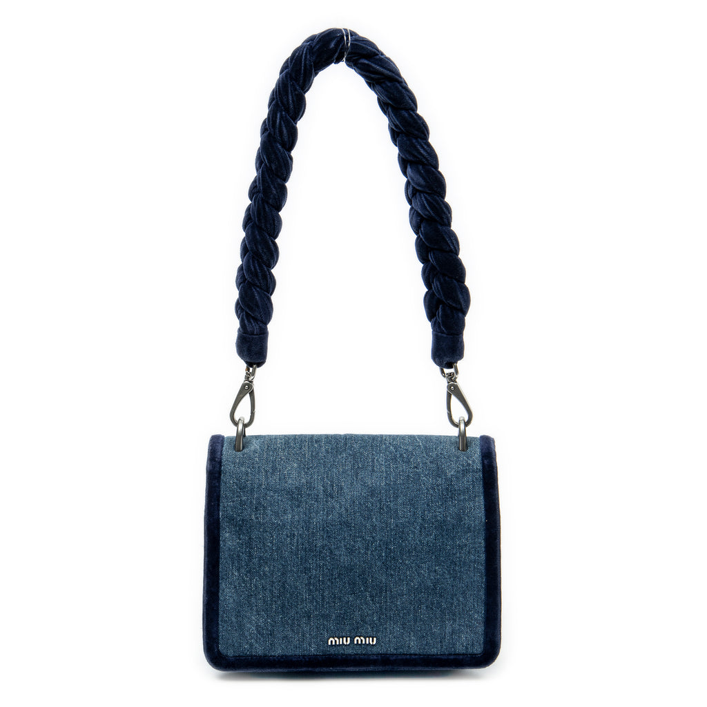 Shoulder Bag Velvet Tresse Crossbody Blue Denim Denim Canvas