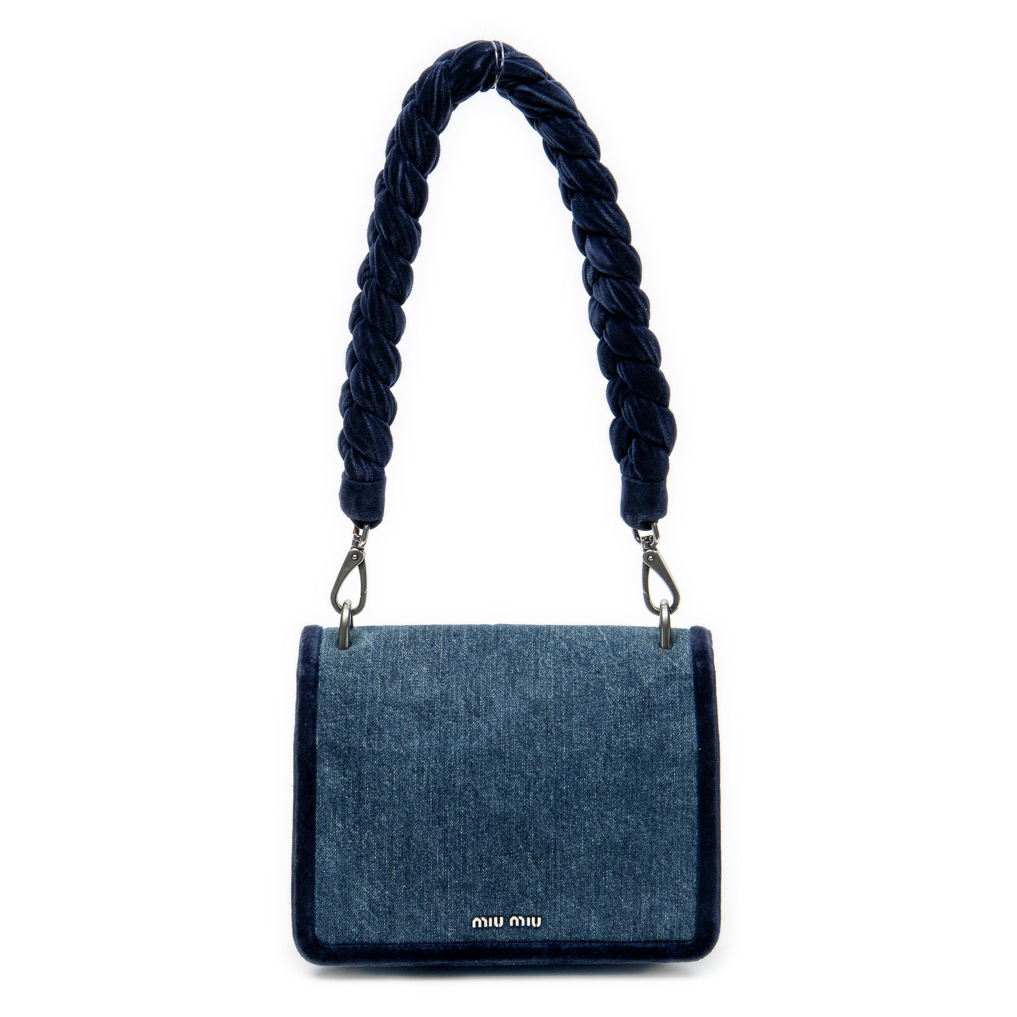 Shoulder Bag Velvet Tresse Crossbody Blue Denim Denim Canvas
