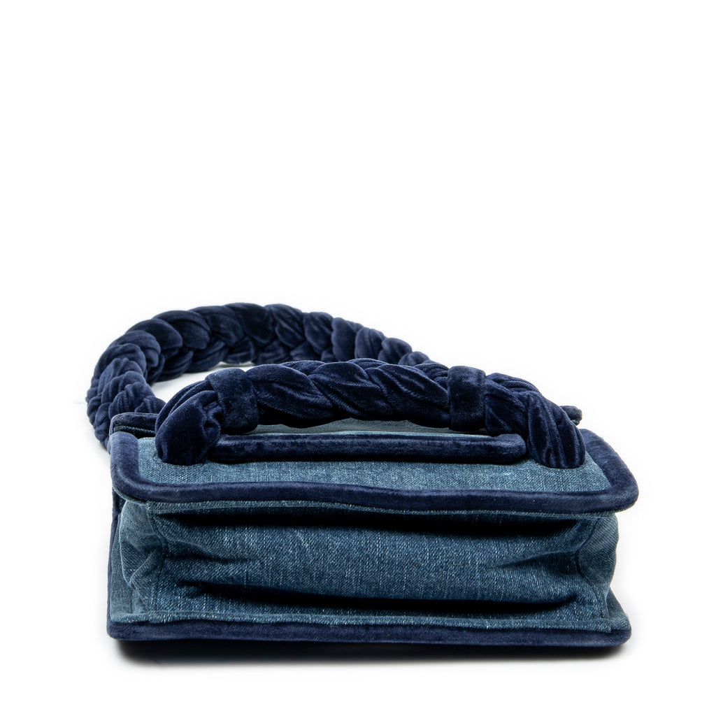 Shoulder Bag Velvet Tresse Crossbody Blue Denim Denim Canvas