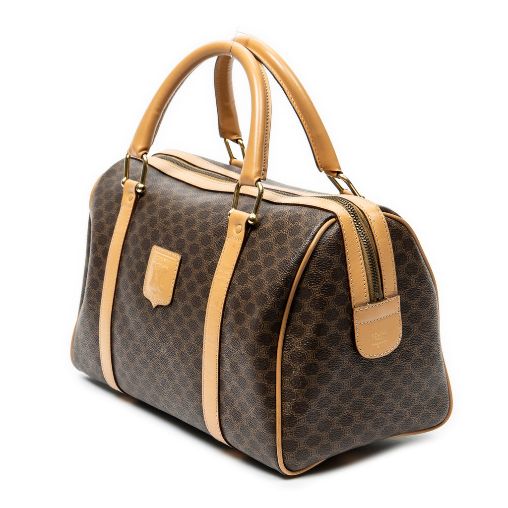 Handbag Vintage Small Boston Brown Macadam Coated Canvas
