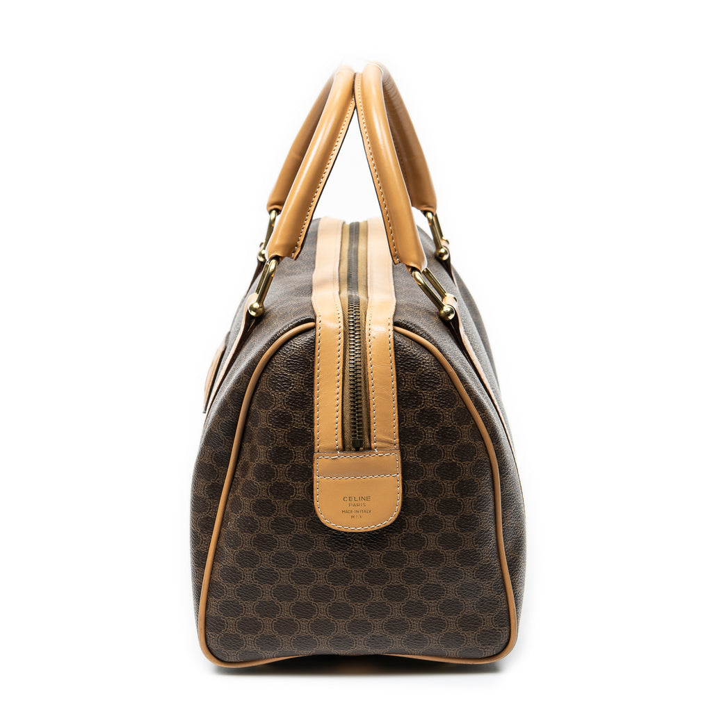 Handbag Vintage Small Boston Brown Macadam Coated Canvas