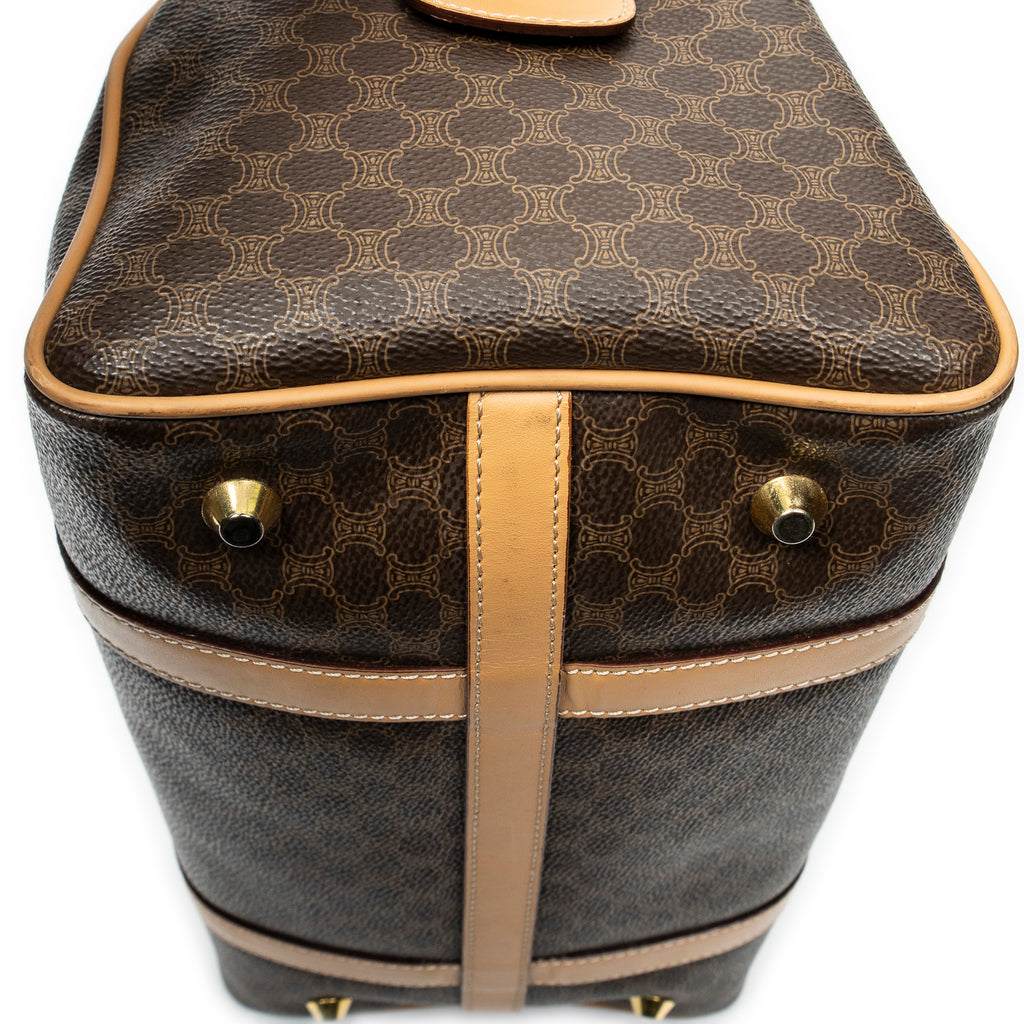 Handbag Vintage Small Boston Brown Macadam Coated Canvas