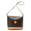 Shoulder Bag Zip Messenger Brown Macadam Coated Canvas