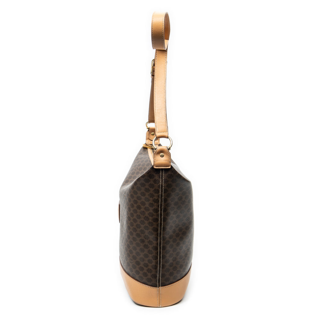 Shoulder Bag Zip Messenger Brown Macadam Coated Canvas