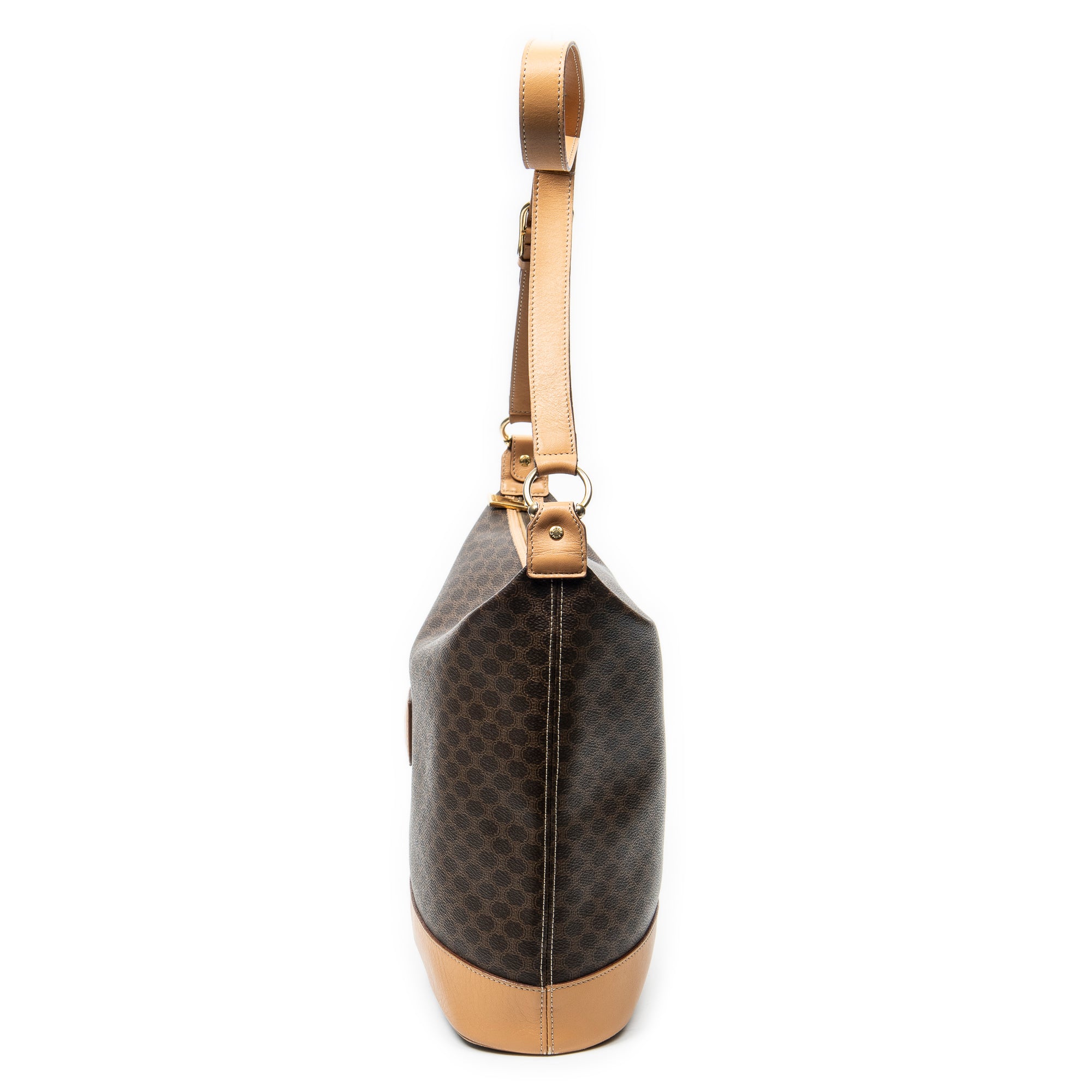 Shoulder Bag Zip Messenger Brown Macadam Coated Canvas