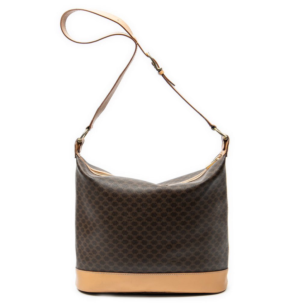 Shoulder Bag Zip Messenger Brown Macadam Coated Canvas