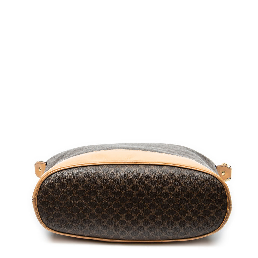 Shoulder Bag Zip Messenger Brown Macadam Coated Canvas