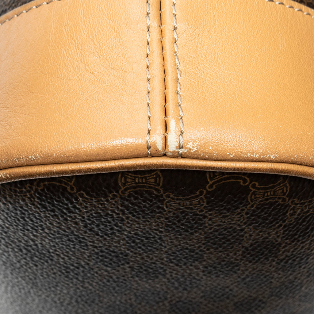 Shoulder Bag Zip Messenger Brown Macadam Coated Canvas