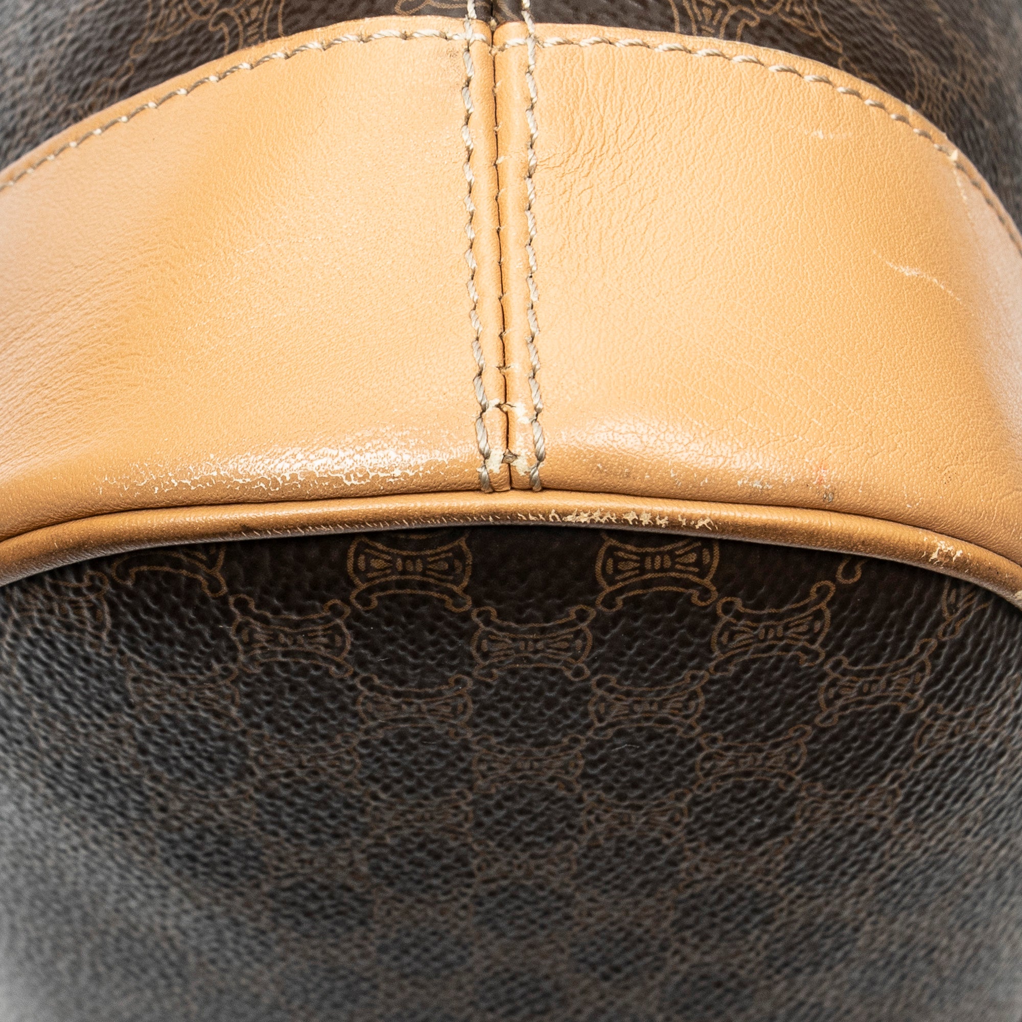 Shoulder Bag Zip Messenger Brown Macadam Coated Canvas