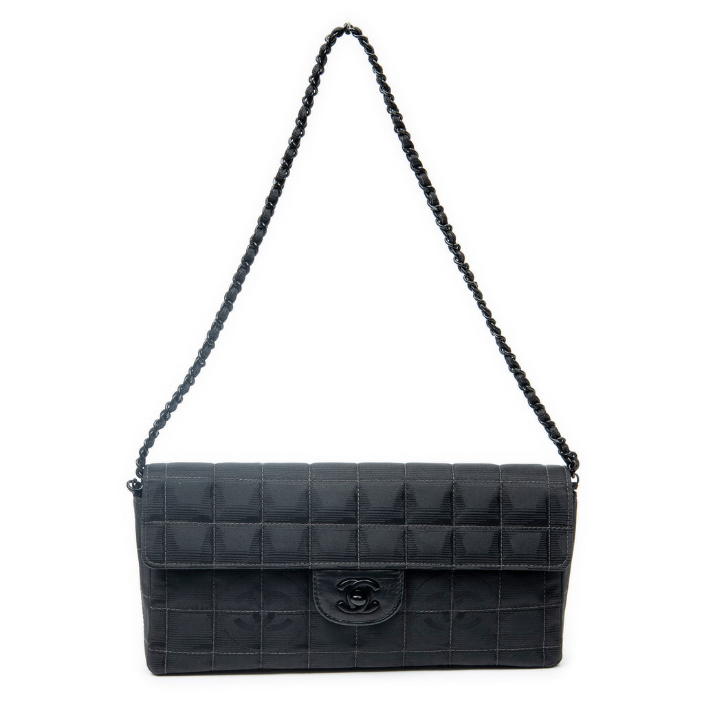 Bolso de hombro Este Oeste Chocobar Cadena Solapa Negro Travel Line Lona de Nylon