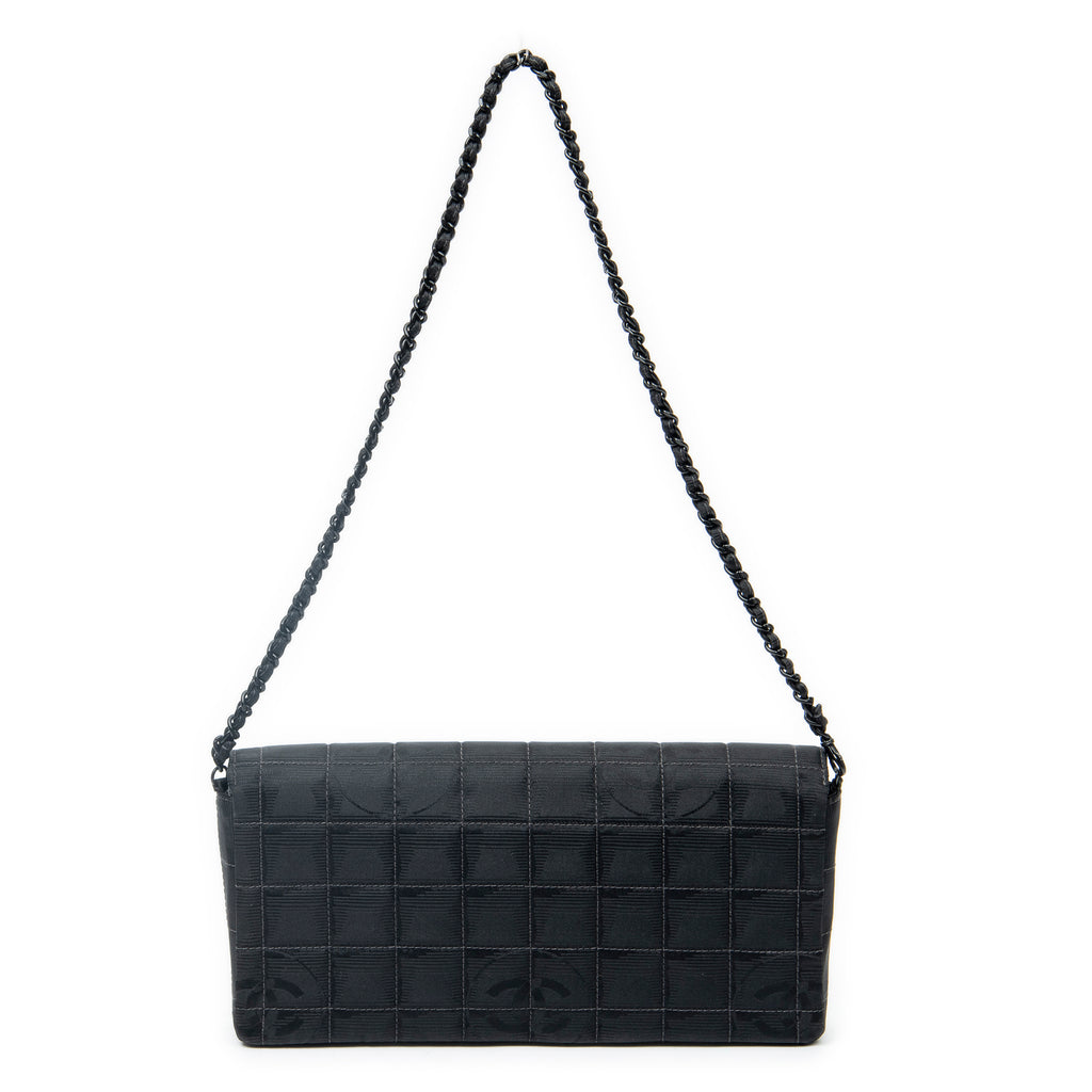 Bolso de hombro Este Oeste Chocobar Cadena Solapa Negro Travel Line Lona de Nylon
