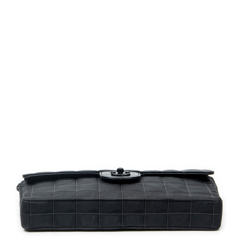 Bolso de hombro Este Oeste Chocobar Cadena Solapa Negro Travel Line Lona de Nylon