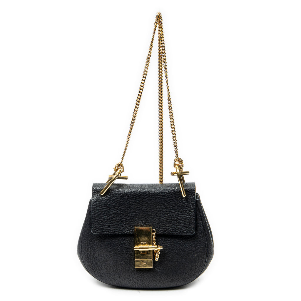 Shoulder Bag Mini Drew Black Grained Calfskin Leather