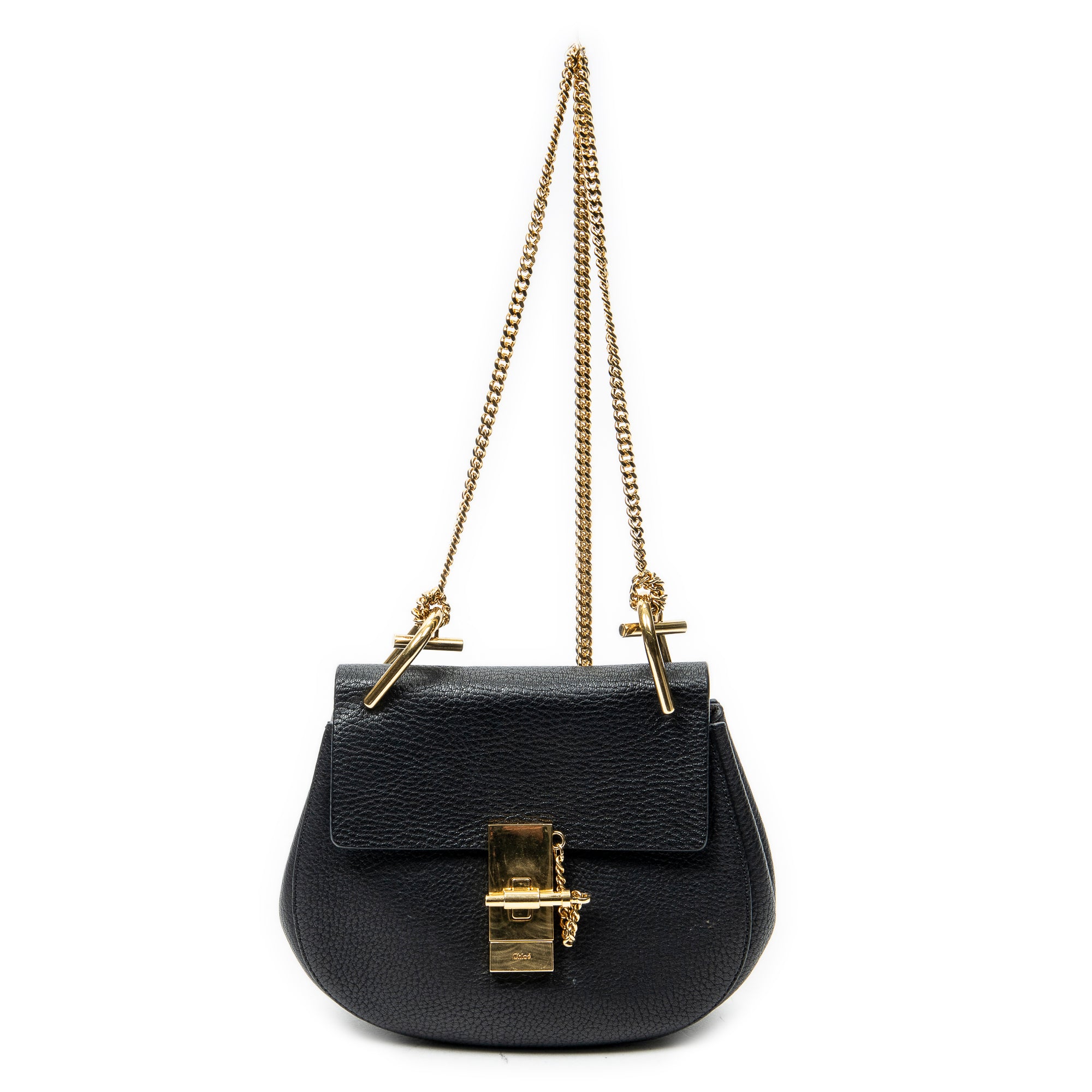 Shoulder Bag Mini Drew Black Grained Calfskin Leather