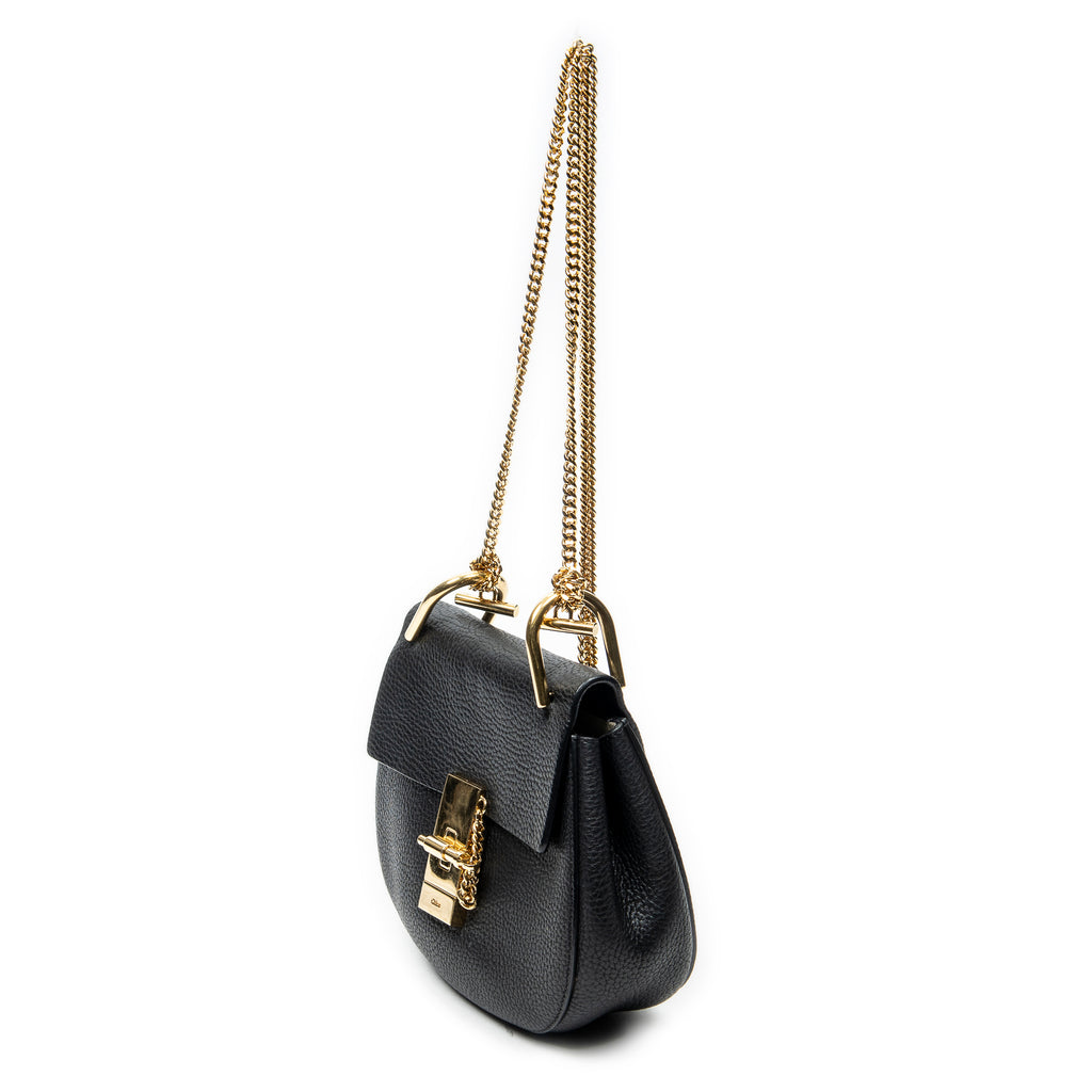 Shoulder Bag Mini Drew Black Grained Calfskin Leather
