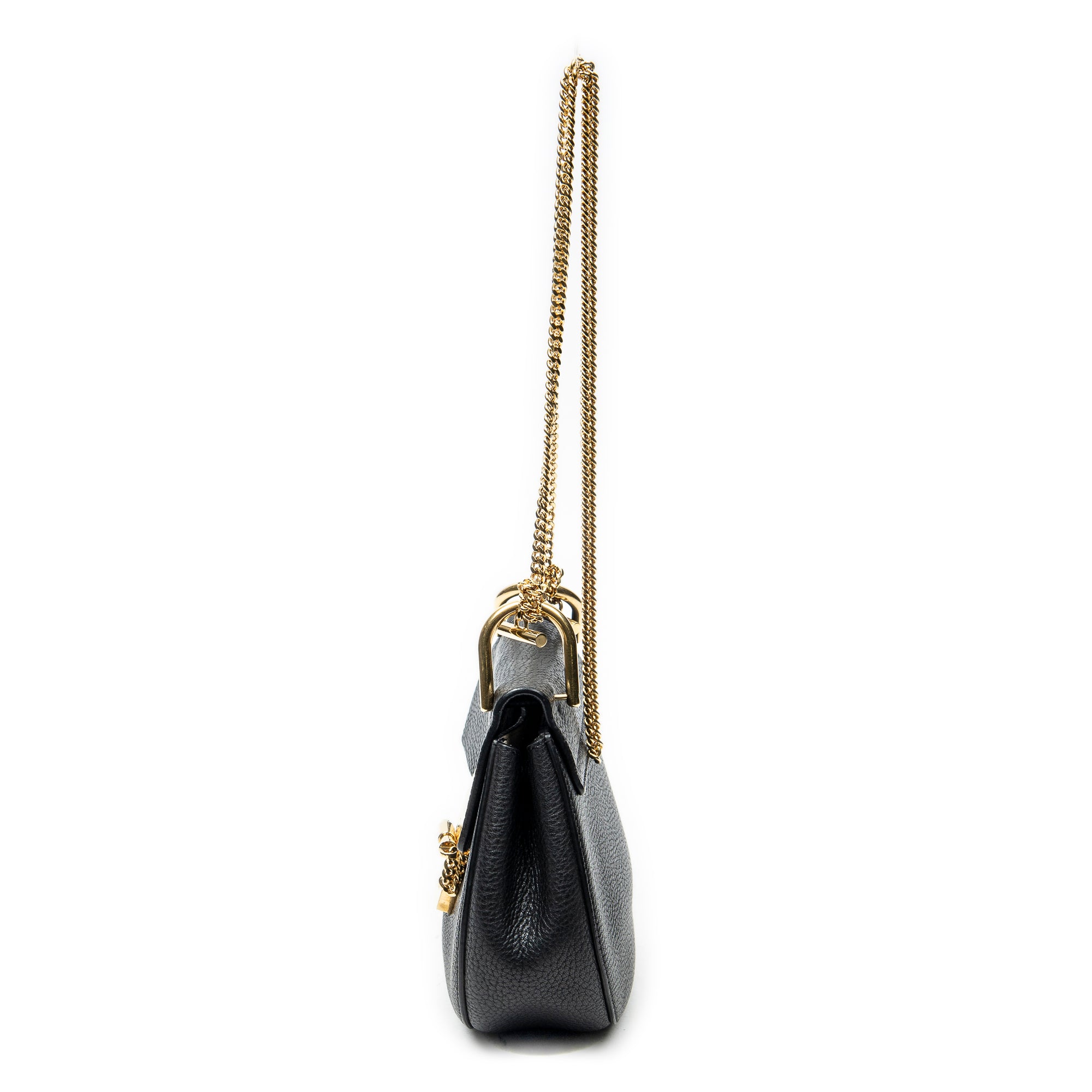 Shoulder Bag Mini Drew Black Grained Calfskin Leather
