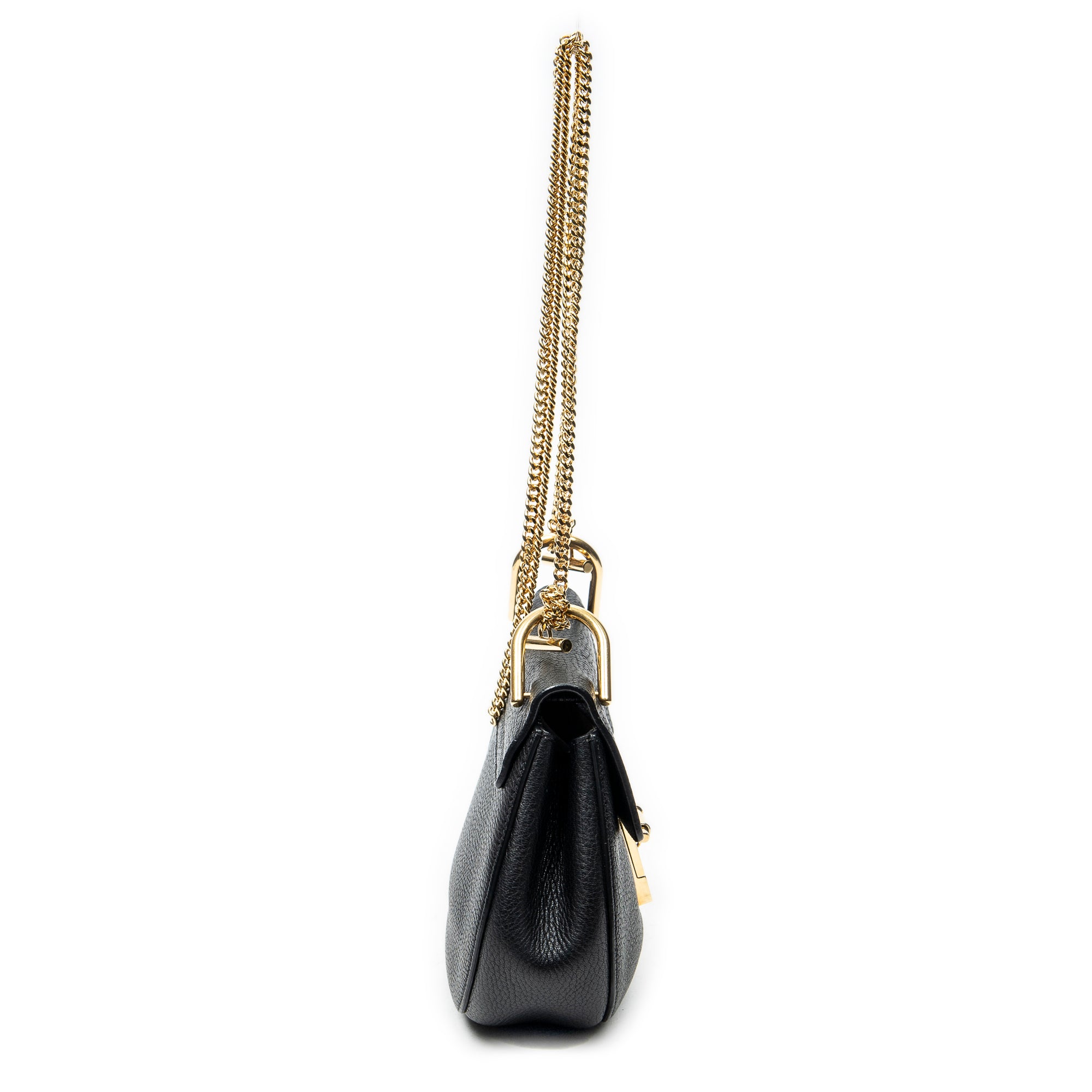 Shoulder Bag Mini Drew Black Grained Calfskin Leather
