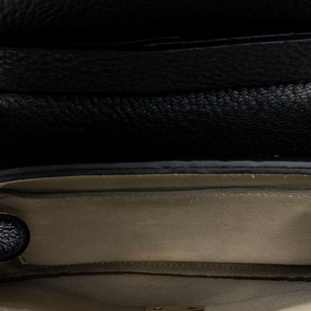 Shoulder Bag Mini Drew Black Grained Calfskin Leather