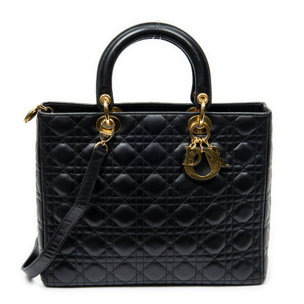 Shoulder Bag Large Lady Dior Zip Black Cannage Leather