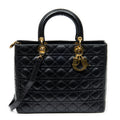 Shoulder Bag Large Lady Dior Zip Black Cannage Leather