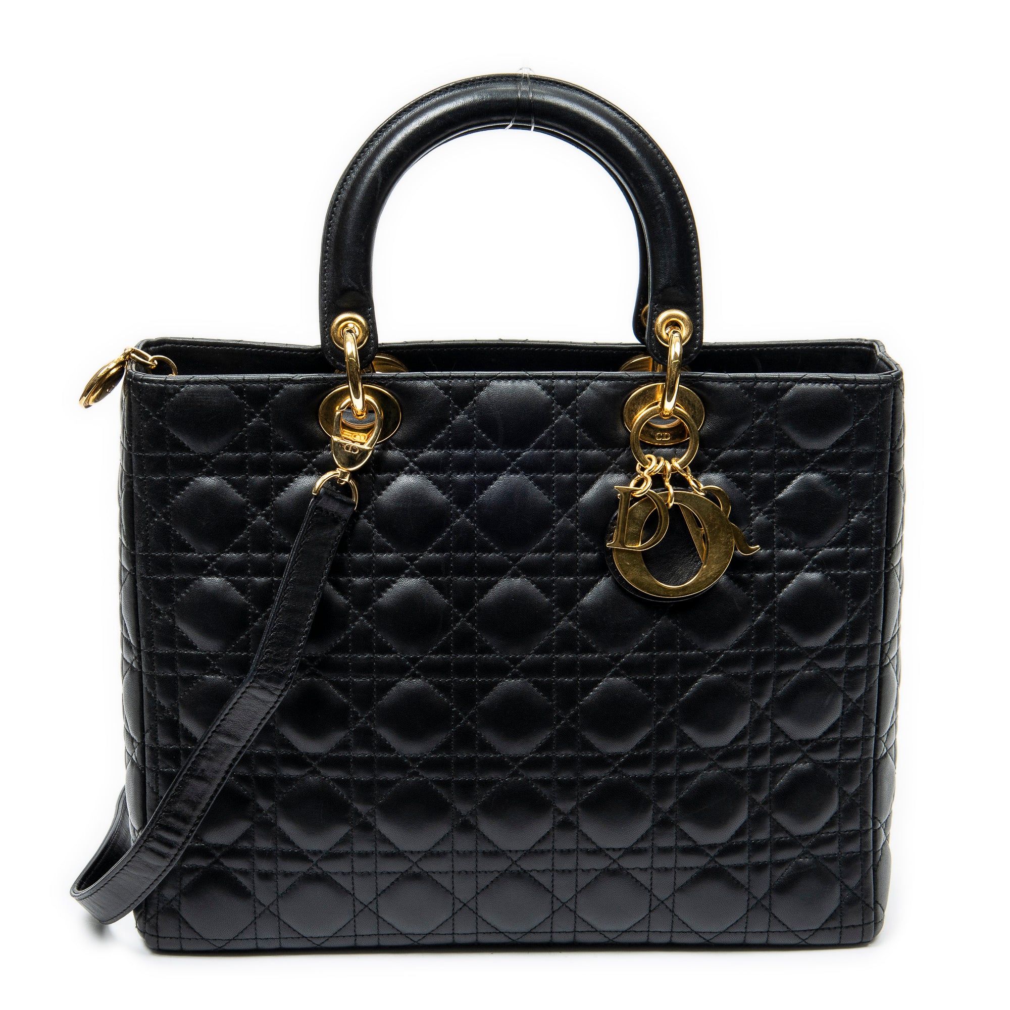 Shoulder Bag Large Lady Dior Zip Black Cannage Leather