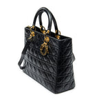 Shoulder Bag Large Lady Dior Zip Black Cannage Leather