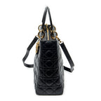 Shoulder Bag Large Lady Dior Zip Black Cannage Leather