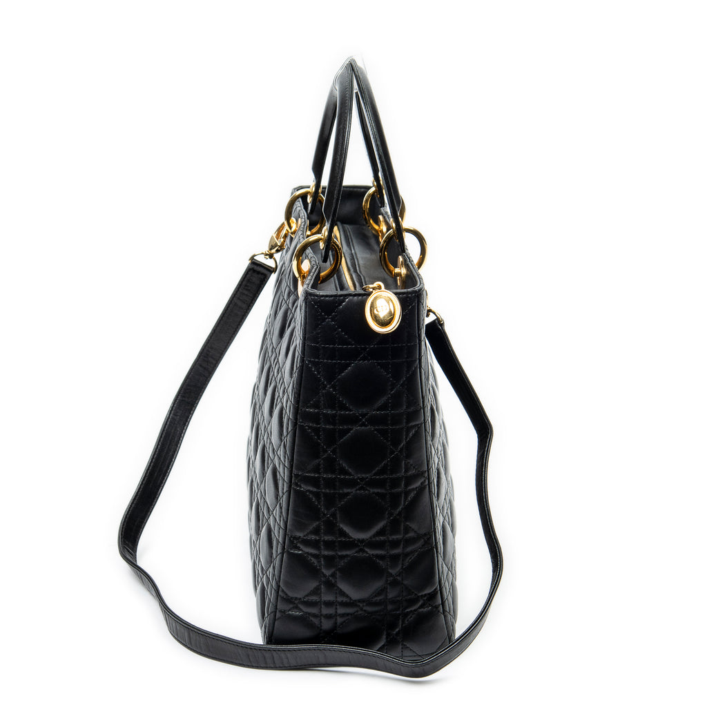 Shoulder Bag Large Lady Dior Zip Black Cannage Leather