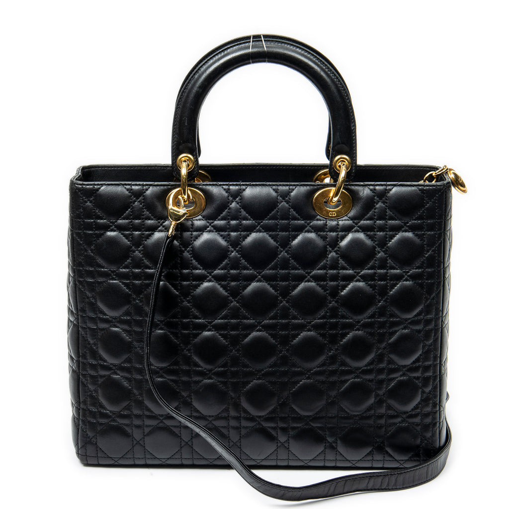 Shoulder Bag Large Lady Dior Zip Black Cannage Leather