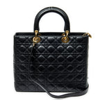 Shoulder Bag Large Lady Dior Zip Black Cannage Leather
