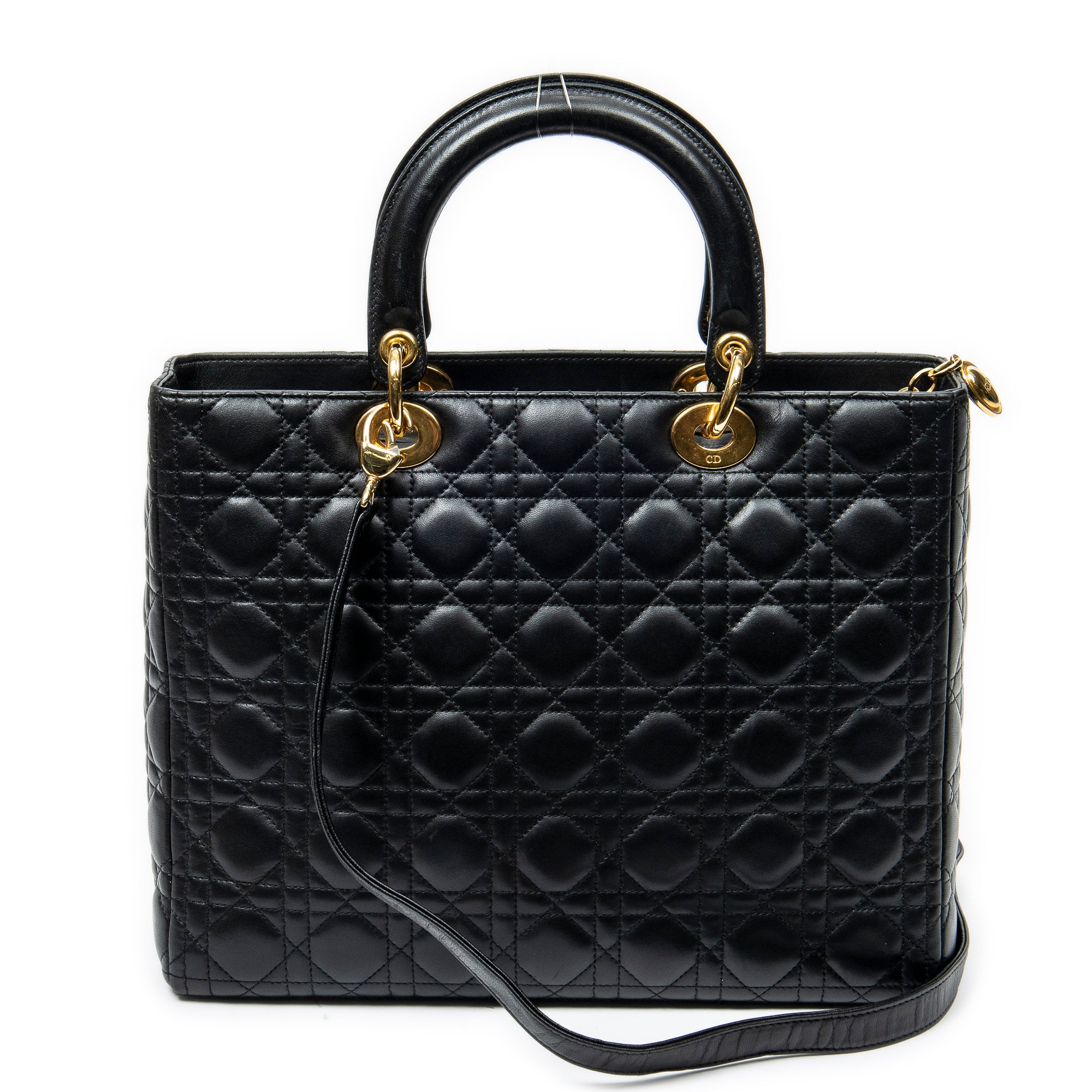 Shoulder Bag Large Lady Dior Zip Black Cannage Leather