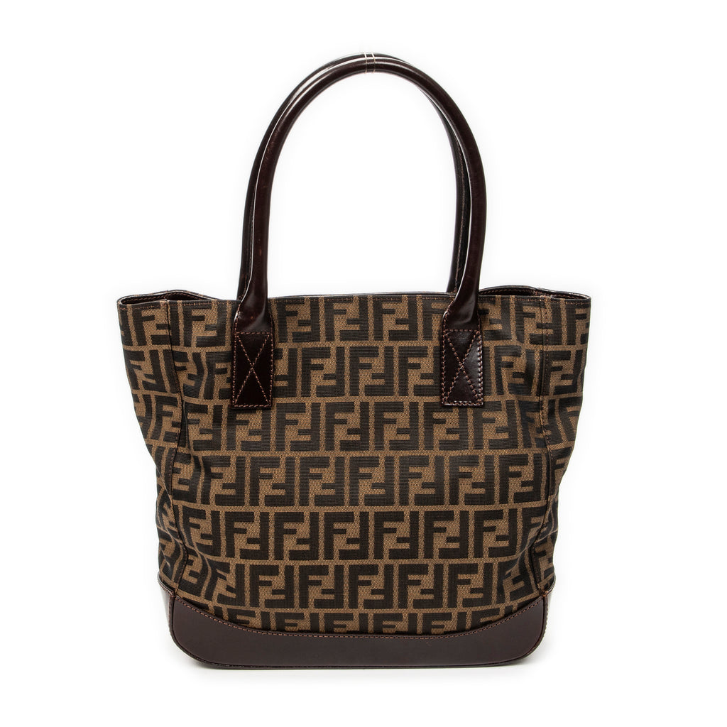 Shoulder Bag Large Open Tote Brown Zucca Canvas