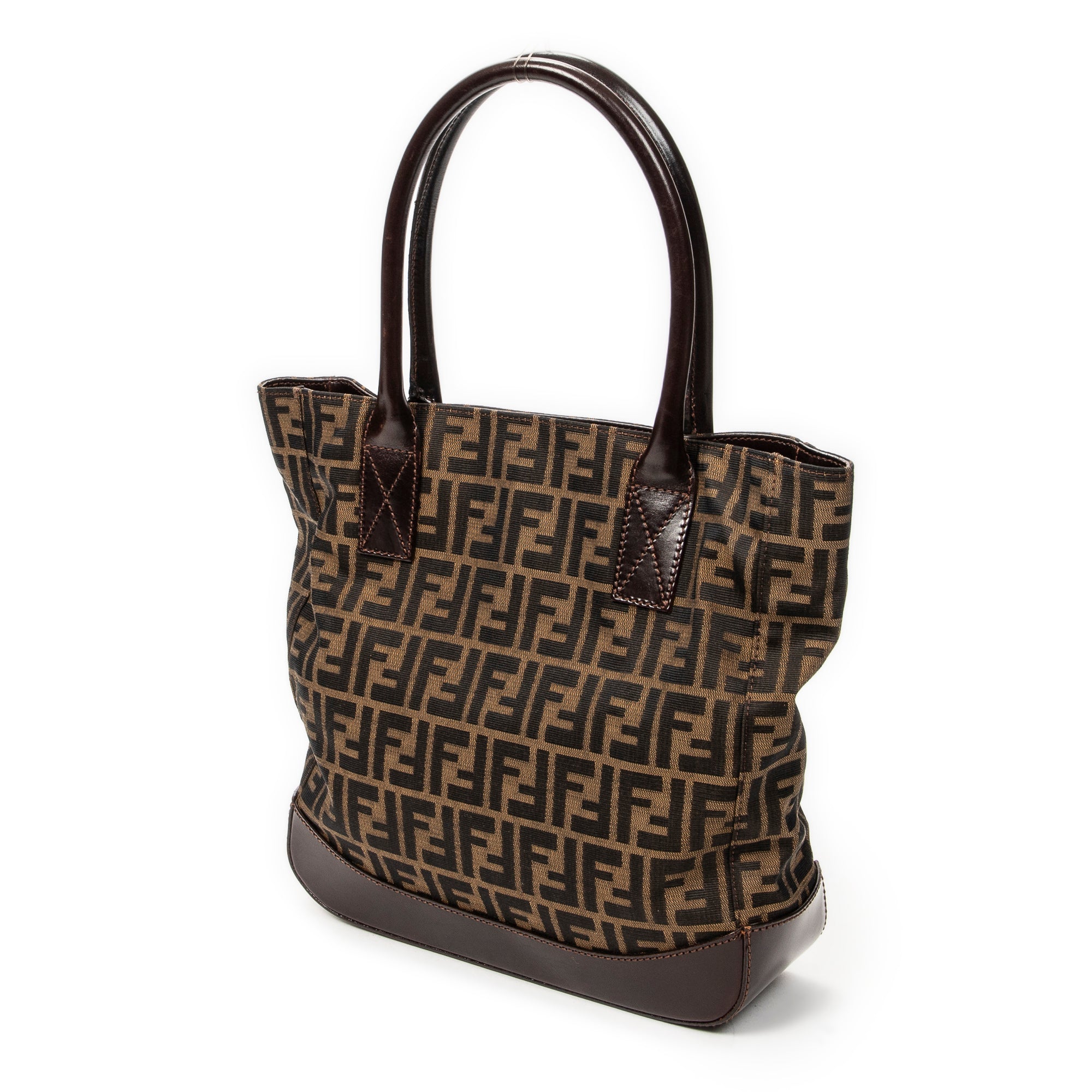 Shoulder Bag Large Open Tote Brown Zucca Canvas