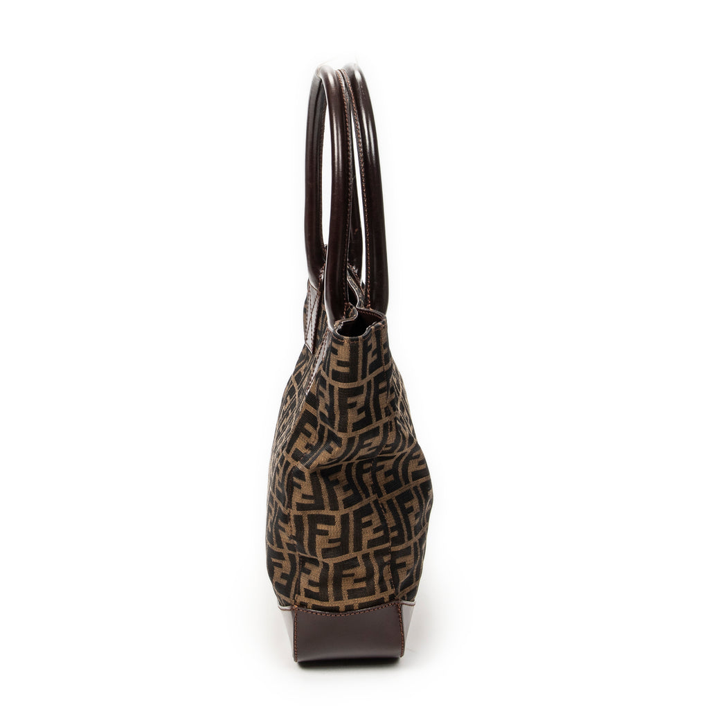 Shoulder Bag Large Open Tote Brown Zucca Canvas