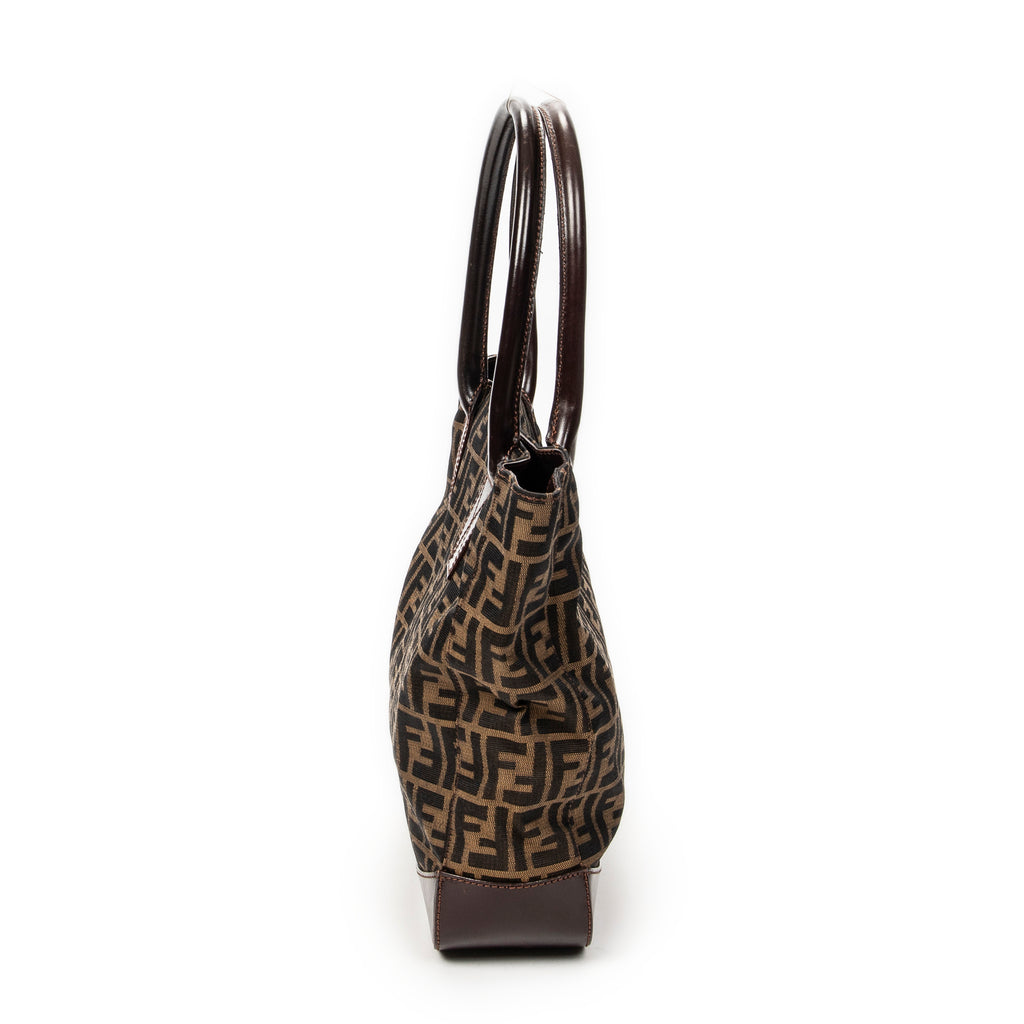 Shoulder Bag Large Open Tote Brown Zucca Canvas