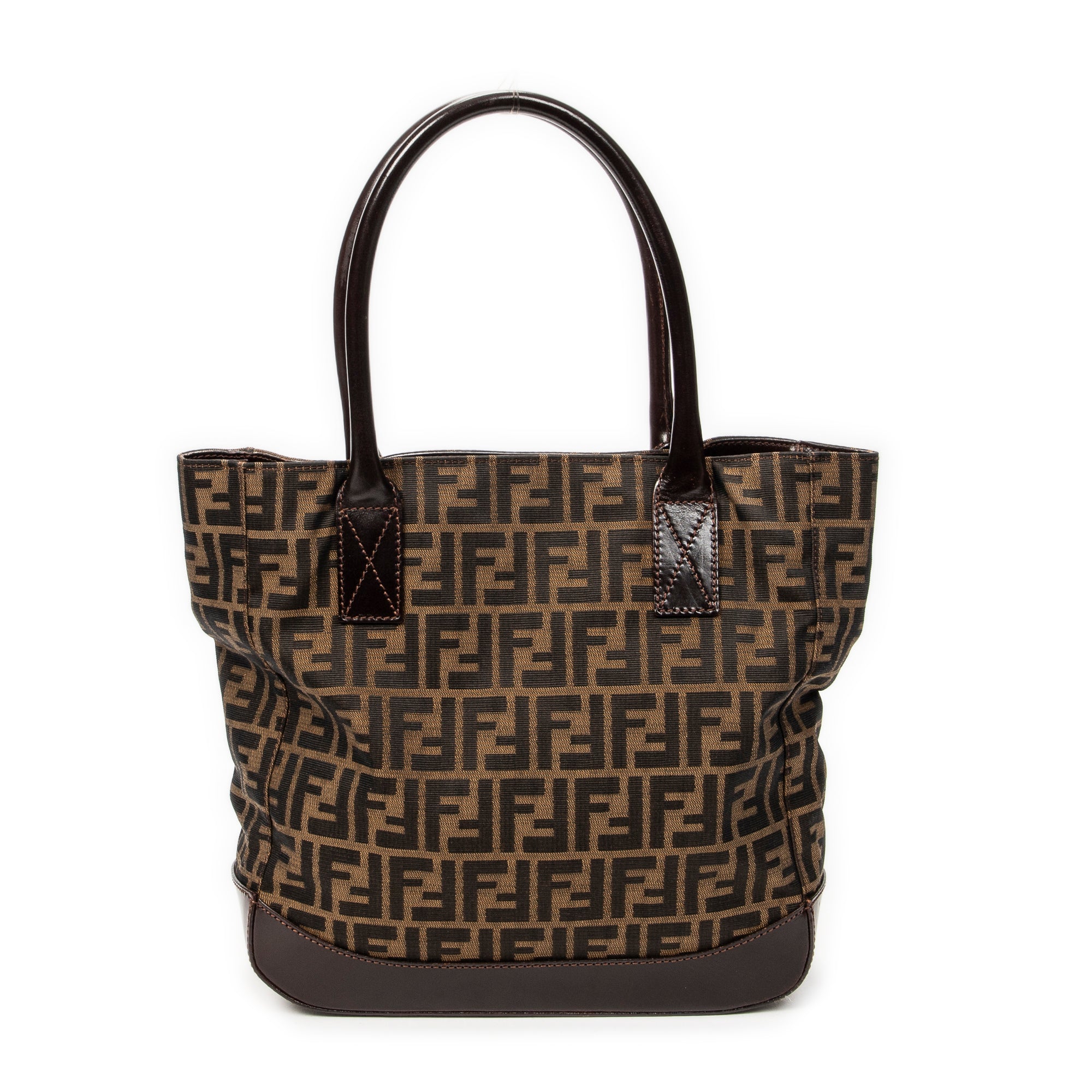 Shoulder Bag Large Open Tote Brown Zucca Canvas