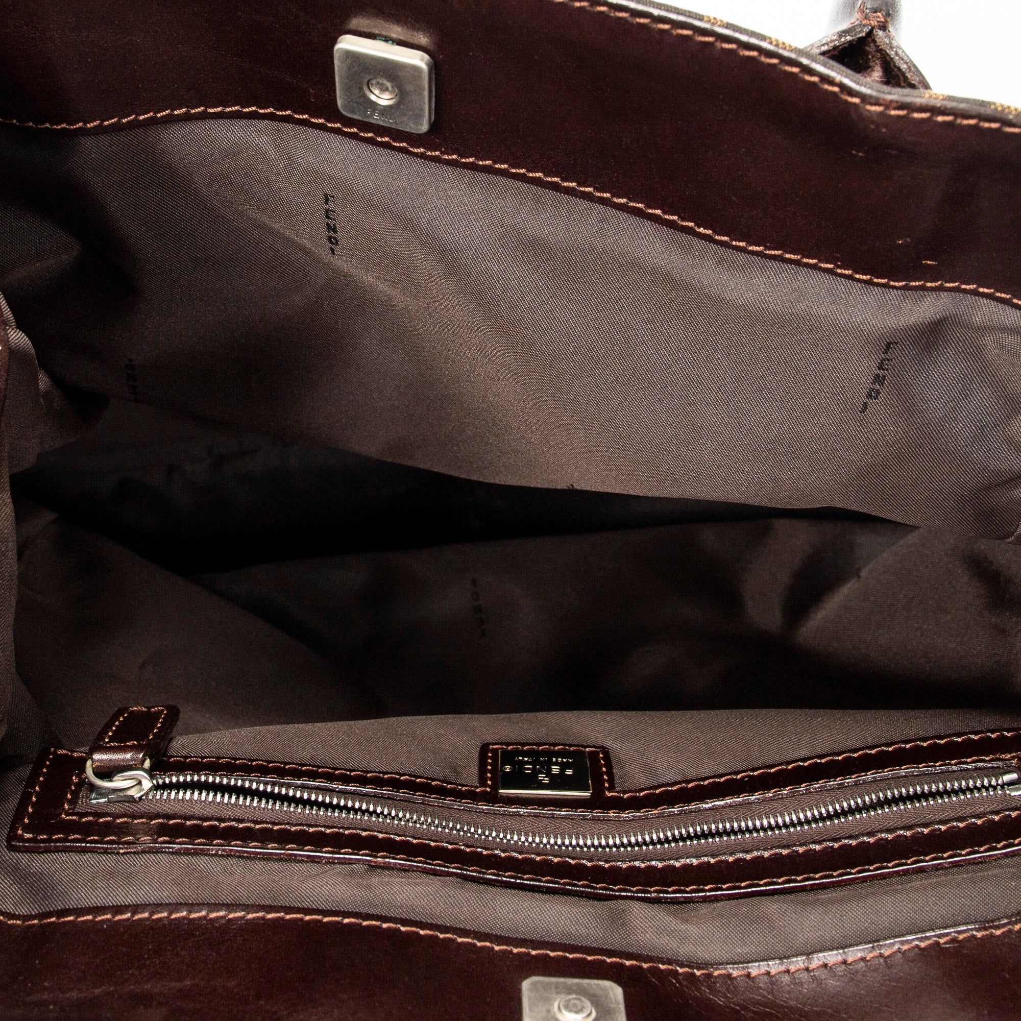 Shoulder Bag Large Open Tote Brown Zucca Canvas