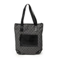 Shoulder Bag Vertical Zip Tote Black Monogrammed Denim Canvas